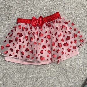 Celebrate It Pink Tulle Skirt with Red Hearts